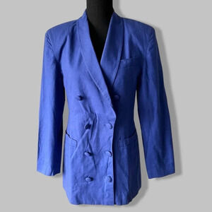 Vintage 81st & Park Linen Blend Blazer in Royal Blue